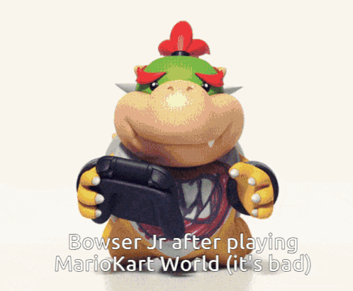 Bowser Jr Holding Game Controller After Mario Kart GIF