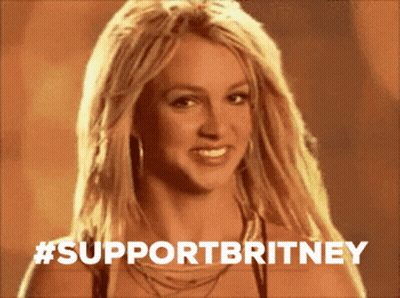A Picture Of Britney Spears With The Words #Supportbritney Behind Her GIF