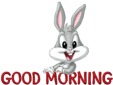 A Picture Of Bugs Bunny With The Words " Good Morning " Below Him Sticker