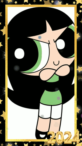 A Picture Of Buttercup From The Powerpuff Girls With The Number 2024 GIF