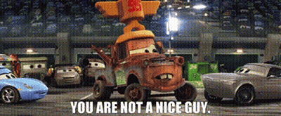 A Picture Of Cars With The Caption " You Are Not A Nice Guy " On The Bottom GIF