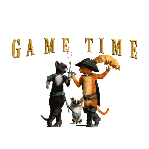 A Picture Of Cats And A Dog With The Words Game Time Behind Them Sticker