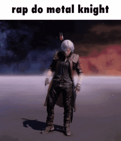 A Picture Of Dante From Devil May Cry 5 Dancing With The Caption Rap Do Metal Knight GIF