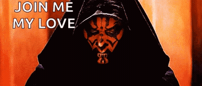 A Picture Of Darth Maul From Star Wars With The Words Join Me My Love GIF