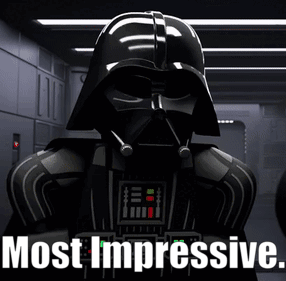 A Picture Of Darth Vader With The Words Most Impressive Above Him GIF