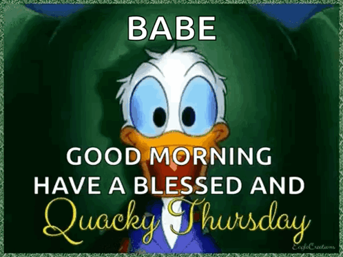 A Picture Of Donald Duck With The Words Good Morning Have A Blessed And Quacky Thursday GIF
