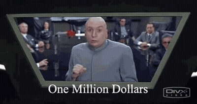 A Picture Of Dr. Evil Giving A Speech With The Words One Million Dollars Above Him GIF