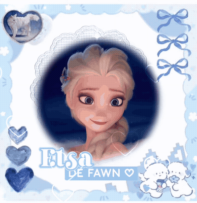 A Picture Of Elsa From Frozen Is Surrounded By Hearts GIF