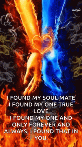 A Picture Of Fire And Water Holding Hands With A Heart In The Middle GIF