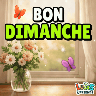 A Picture Of Flowers In A Vase With The Words Bon Dimanche GIF