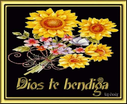 A Picture Of Flowers With The Words Dios Te Bendiga On It GIF