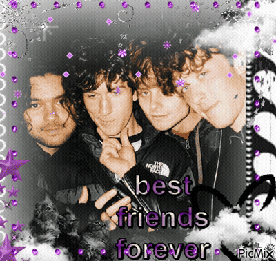 A Picture Of Four Men With The Words " Best Friends Forever " GIF