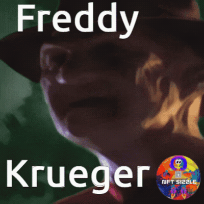 A Picture Of Freddy Krueger With A Nft Sizzle Logo GIF