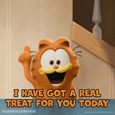 A Picture Of Garfield Giving A Thumbs Up With The Caption I Have Got A Real Treat For You Today GIF