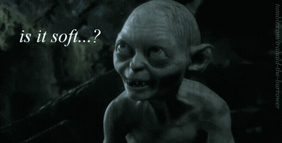 A Picture Of Gollum With The Words " Is It Juicy " Below Him GIF