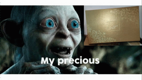 A Picture Of Gollum With The Words My Precious On It GIF