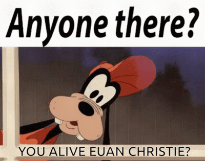 A Picture Of Goofy Asking If Anyone Is There GIF