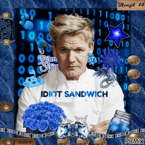 A Picture Of Gordon Ramsay With The Words Idiot Sandwich On The Bottom GIF