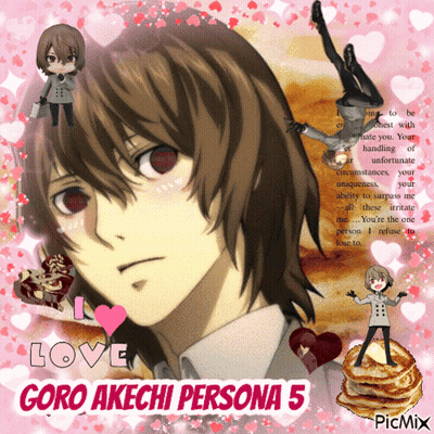 A Picture Of Goro Akichi Persona 5 Surrounded By Hearts GIF