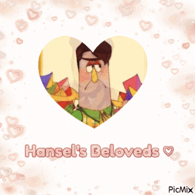 A Picture Of Hansel 'S Beloveds With Hearts Around It GIF