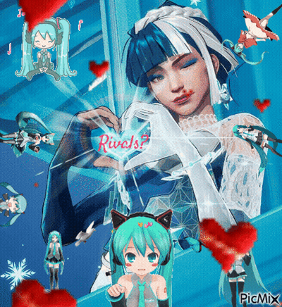 A Picture Of Hatsune Miku With The Words Rivals On It GIF