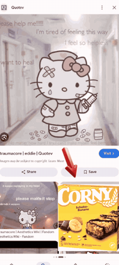A Picture Of Hello Kitty Next To A Picture Of Corny 'S GIF