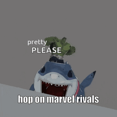 A Picture Of Hulk And A Shark With Pretty Please Hop On Marvel Rivals GIF