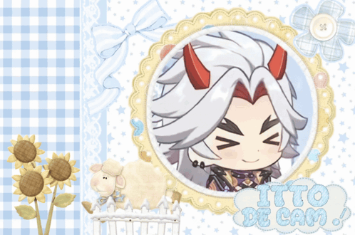 A Picture Of Itto De Cam With A Sheep And Sunflowers In The Background GIF