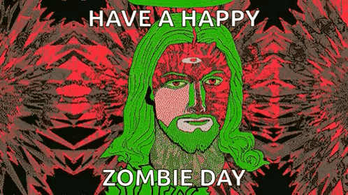 A Picture Of Jesus With Green Hair And A Third Eye On A Colorful Background . GIF