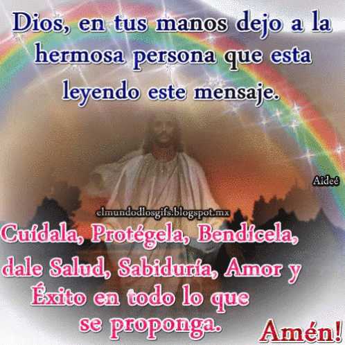 A Picture Of Jesus With The Words Dios En Tus Manos Dejo A La Hermosa Persona Que Esta Leyendo Este Mensaje On The Botto GIF