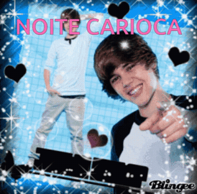 A Picture Of Justin Bieber With The Words Noite Carioca Written On It GIF