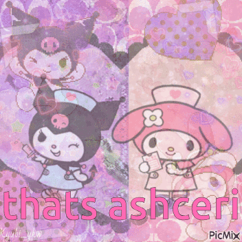A Picture Of Kuromi And My Melody With The Words That 'S Ashcer GIF