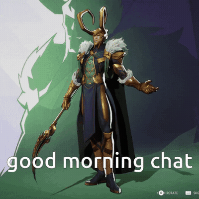 A Picture Of Loki With The Words Good Morning Chat Behind Him GIF