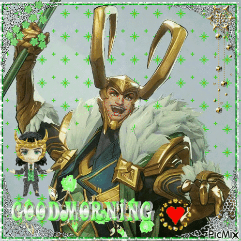 A Picture Of Loki With The Words Good Morning On The Bottom GIF