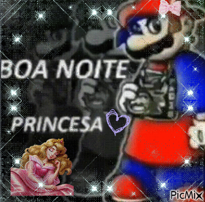 A Picture Of Mario And A Girl With The Words Boa Noite Princesa GIF