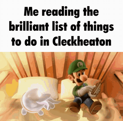 A Picture Of Mario Reading A Book With The Caption " Me Reading The Brilliant List Of Things To Do In Clockheaton " GIF