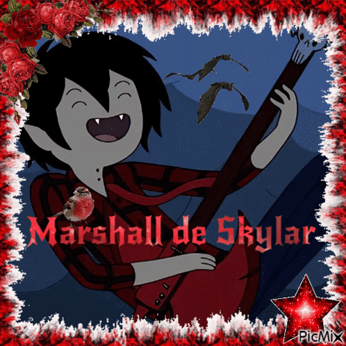 A Picture Of Marshall De Skylar From Adventure Time With A Red Star GIF