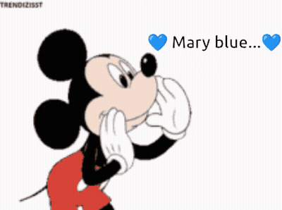 A Picture Of Mickey Mouse Saying I Love Mary Blue GIF
