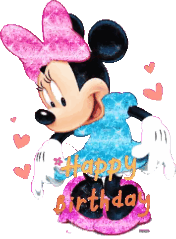 A Picture Of Minnie Mouse With The Words Happy Birthday Written Below Her Sticker