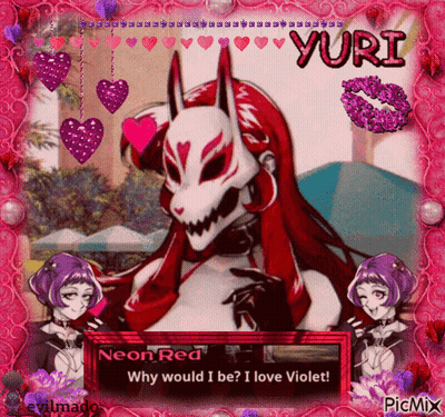 A Picture Of Neon Red Says Why Would I Be ? I Love Violet GIF