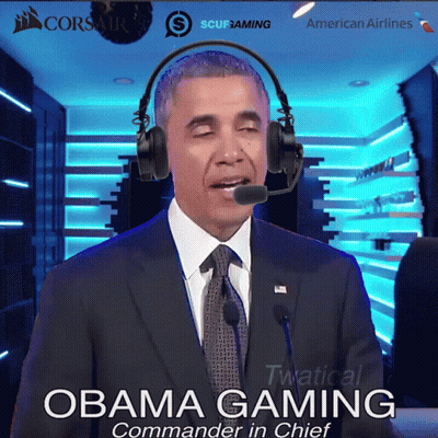 A Picture Of Obama Wearing Headphones And A Tie GIF
