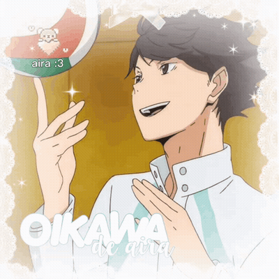 A Picture Of Oikawa De Aira With A Volleyball GIF