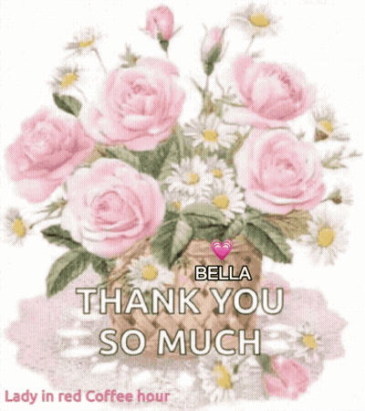 A Picture Of Pink Roses And Daisies With The Words Thank You So Much GIF