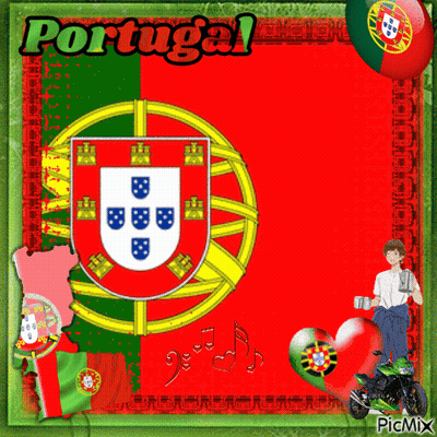 A Picture Of Portugal With A Shield And A Map GIF
