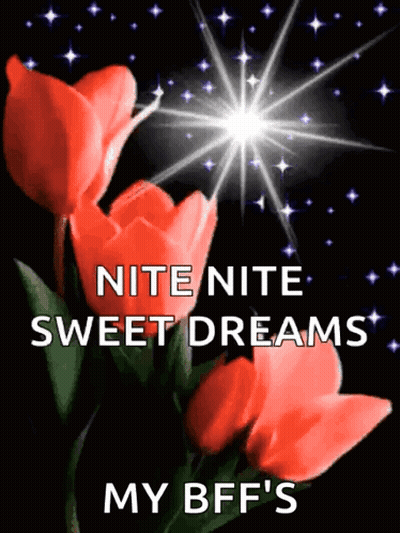 A Picture Of Red Flowers With The Words Nite Nite Sweet Dreams My Bff 'S GIF