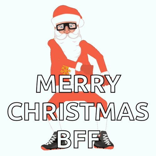 A Picture Of Santa Claus With The Words Merry Christmas Bff Below It GIF