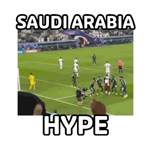 A Picture Of Saudi Arabia Hype With A Soccer Game In The Background Sticker