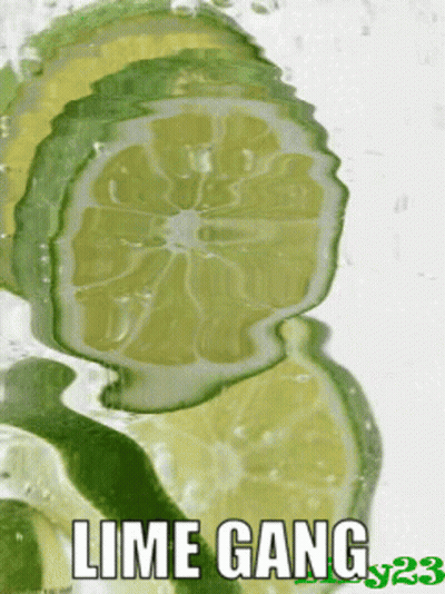 A Picture Of Sliced Limes With The Caption Lime Gang GIF