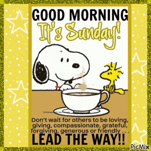A Picture Of Snoopy And Woodstock Says Good Morning It 'S Sunday .. GIF