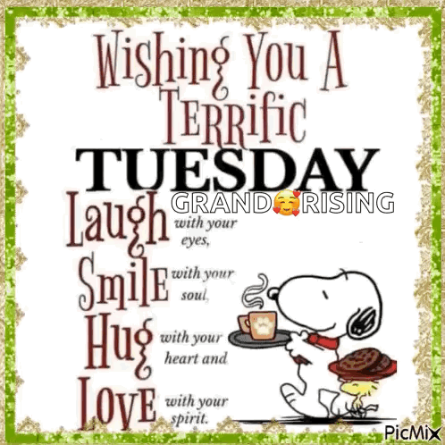 A Picture Of Snoopy Holding A Cup Of Coffee GIF